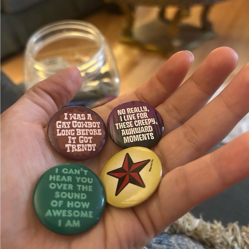 Set of Four Quirky Button Pins